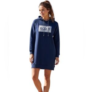 Roxy Navy Hoodie Tunic Length Dress/Hoodie, Vintage, Size Medium
